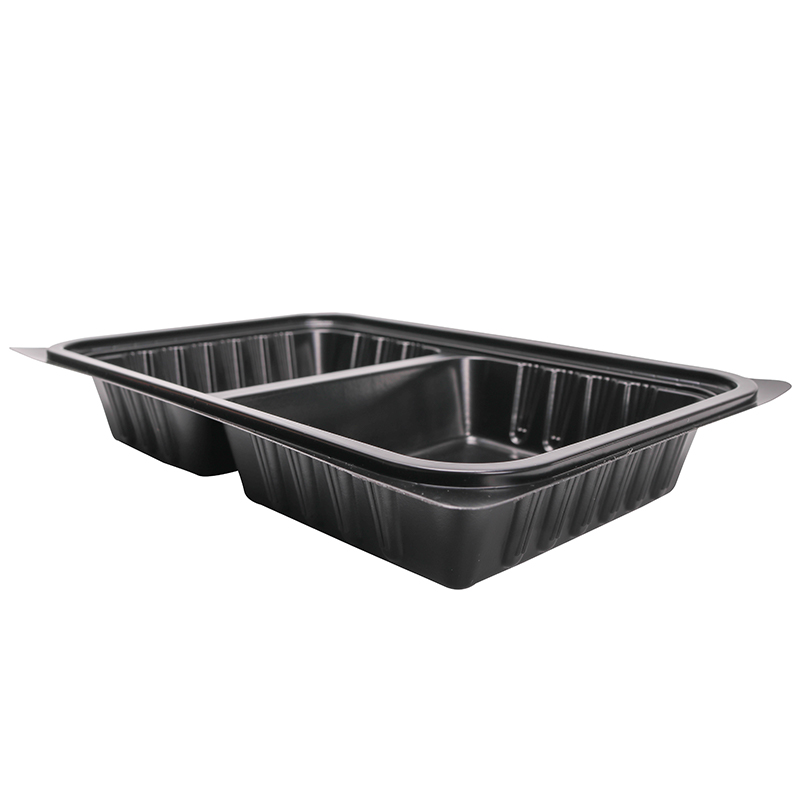 BOPS蓋黑色方形兩格快餐盒